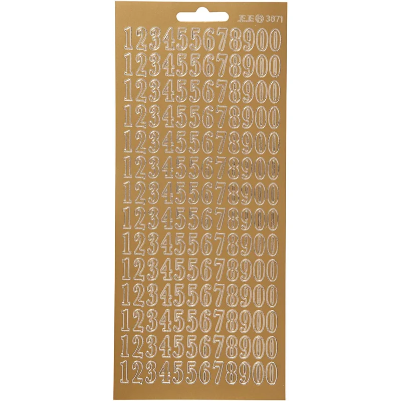 Sticker, Zahlen, Blatt 10x23 cm, Gold, 1 Bl. [HOB-170228]