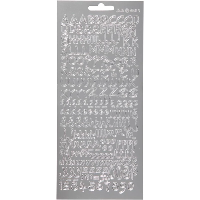 Sticker, Buchstaben, Blatt 10x23 cm, Silber, 1 Bl. [HOB-170227]