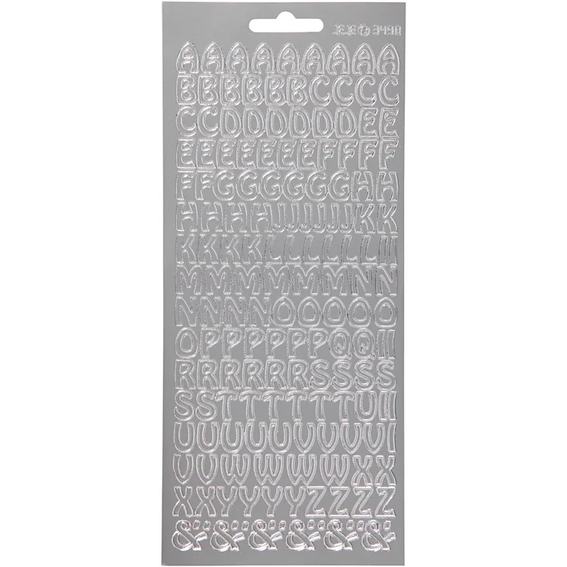 Sticker, Buchstaben, Blatt 10x23 cm, Silber, 1 Bl. [HOB-170225]