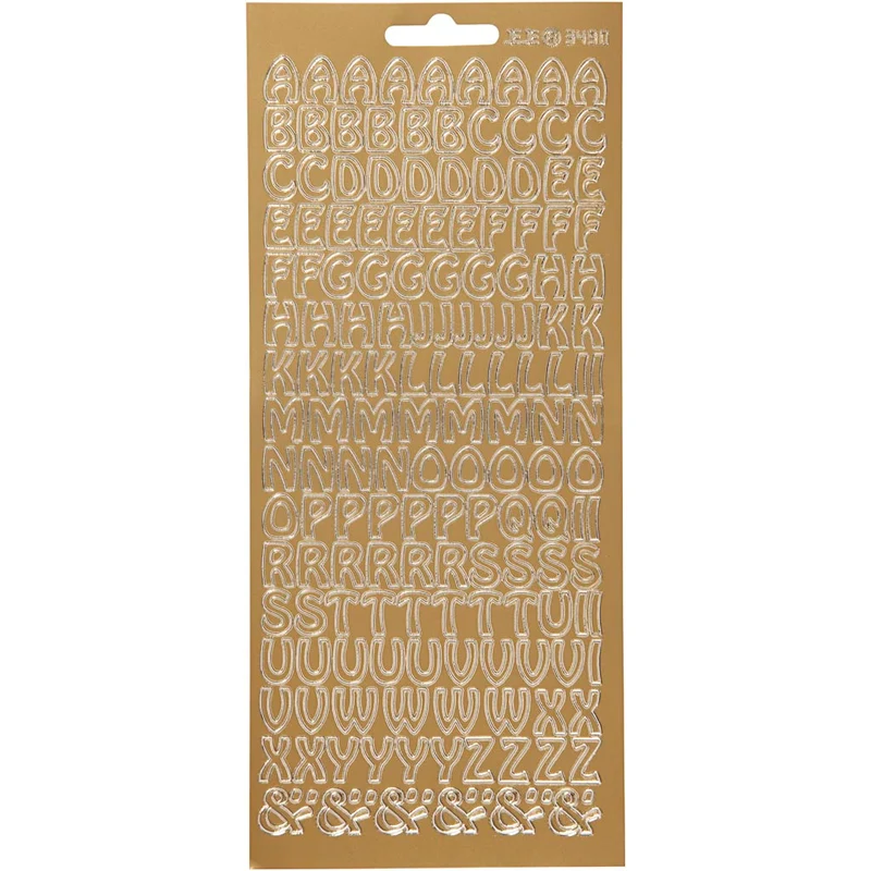 Sticker, Buchstaben, Blatt 10x23 cm, Gold, 1 Bl. [HOB-170224]