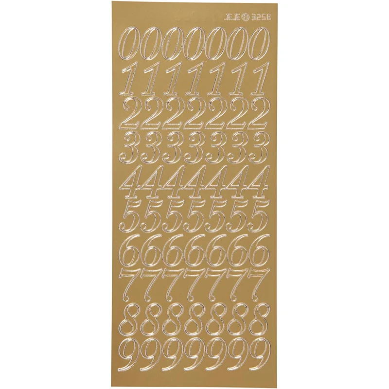 Sticker, Zahlen, Blatt 10x23 cm, Gold, 1 Bl. [HOB-170222]
