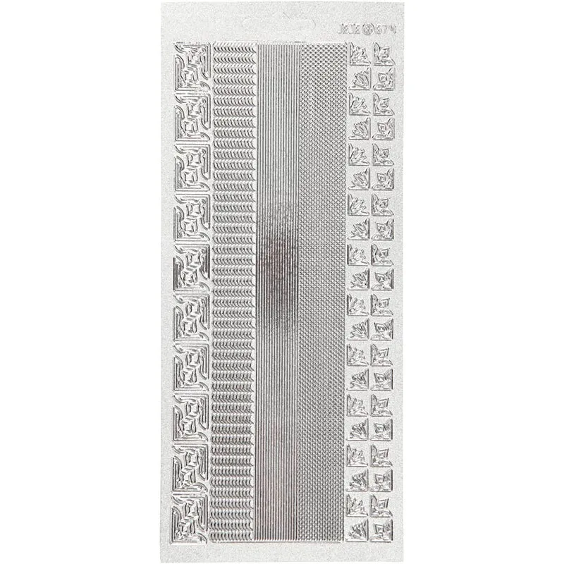 Sticker, Bordüren, Blatt 10x23 cm, Silber, 1 Bl. [HOB-170025]