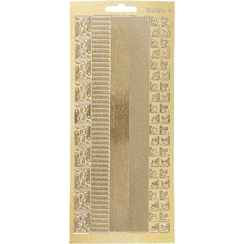 Sticker, Bordüren, Blatt 10x23 cm, Gold, 1 Bl. [HOB-170024]
