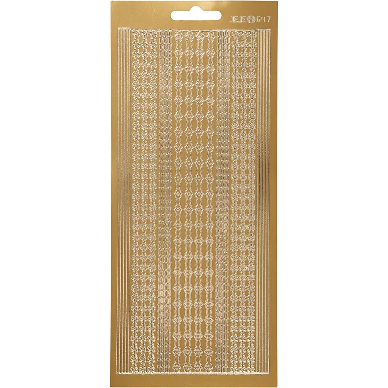 Sticker, Bordüren, Blatt 10x23 cm, Gold, 1 Bl. [HOB-170021]