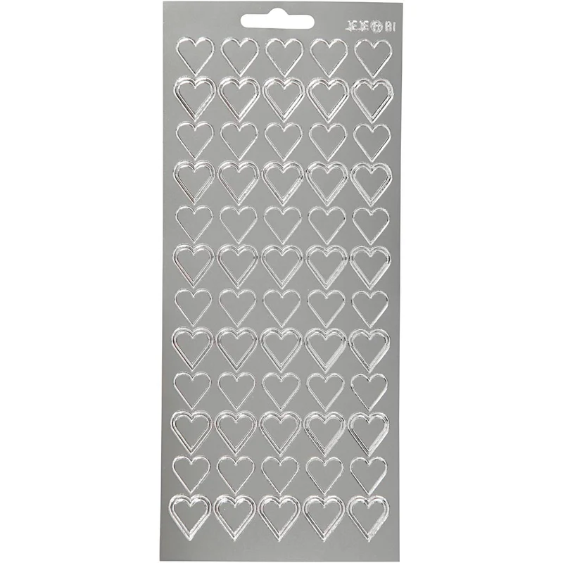 Sticker, Herzen, Blatt 10x23 cm, Silber, 1 Bl. [HOB-170020]
