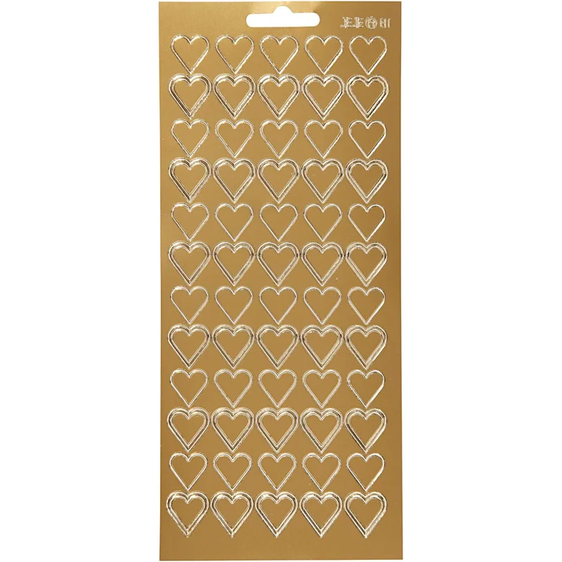 Sticker, Herzen, Blatt 10x23 cm, Gold, 1 Bl. [HOB-170017]