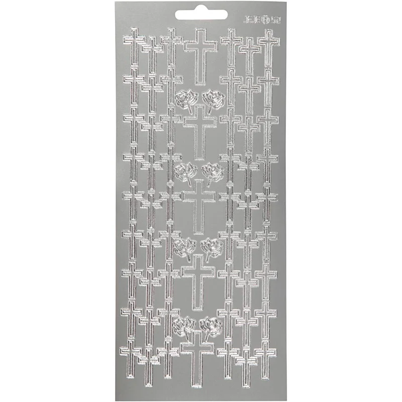 Sticker, Kreuze, Blatt 10x23 cm, Silber, 1 Bl. [HOB-170013]