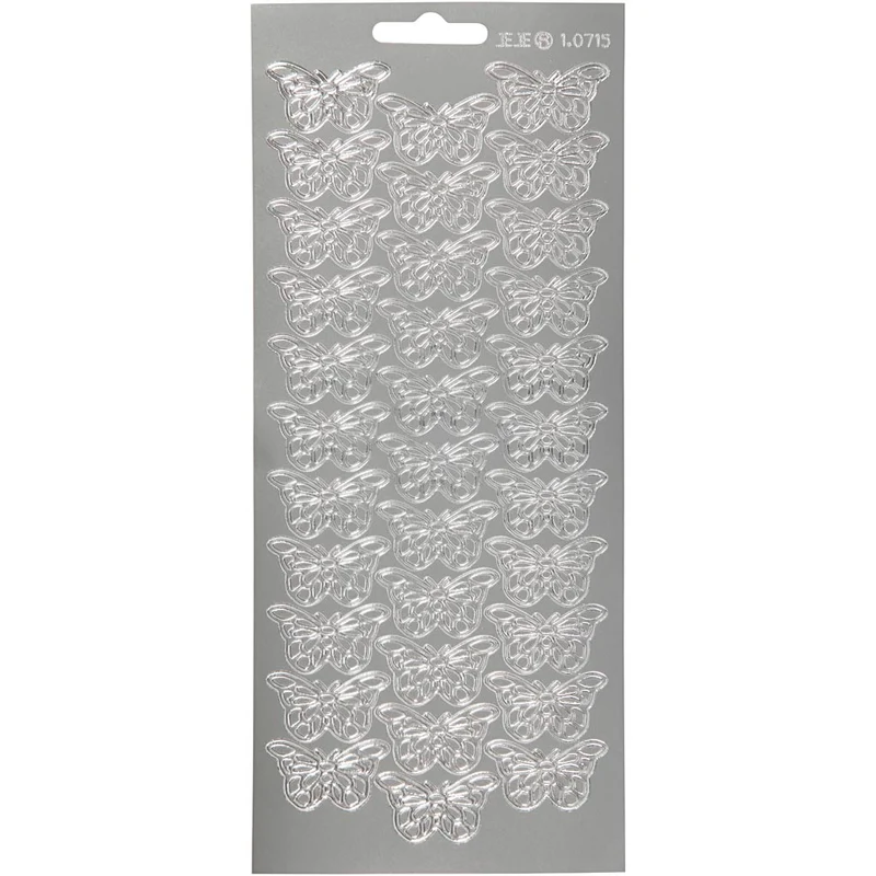 Sticker, Schmetterlinge, Blatt 10x23 cm, Silber, 1 Bl. [HOB-170011]