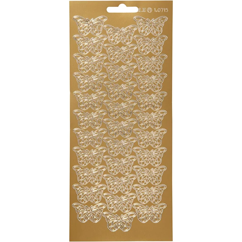 Sticker, Schmetterlinge, Blatt 10x23 cm, Gold, 1 Bl. [HOB-170010]