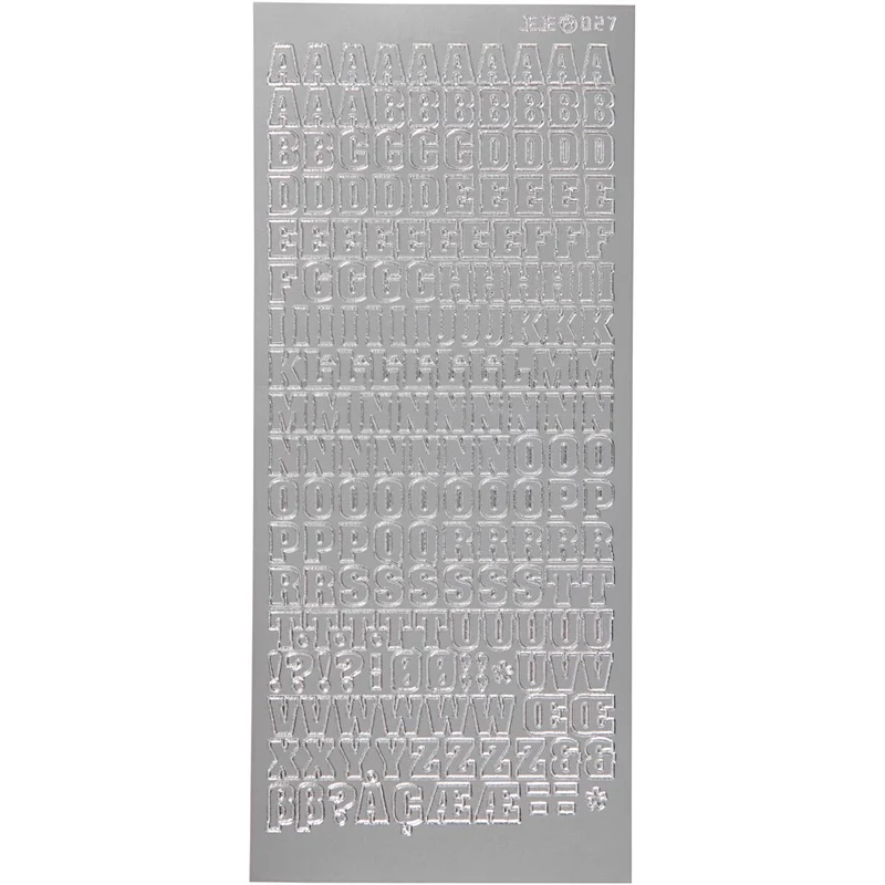 Sticker, Buchstaben, Blatt 10x23 cm, Silber, 1 Bl. [HOB-170215]