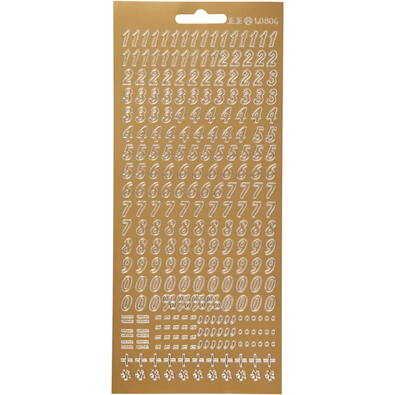 Sticker, Nummern, Blatt 10x23 cm, Gold, 1 Bl. [HOB-170212]