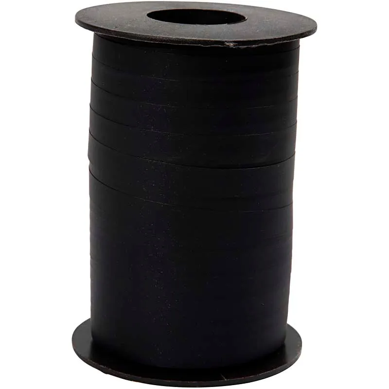 Geschenkband, B 10 mm, Matt, Schwarz, 250 m/ 1 Rolle [HOB-20033]