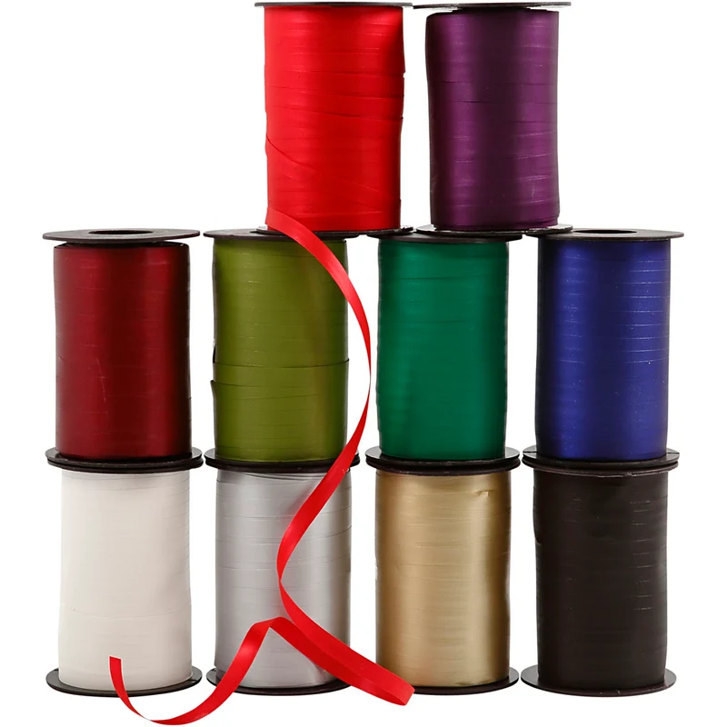 Geschenkband, B 10 mm, Sortierte Farben, 10x250 m/ 1 Pck [HOB-20025]