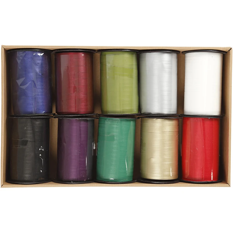 Geschenkband, B 10 mm, Sortierte Farben, 10x250 m/ 1 Pck [HOB-20025]