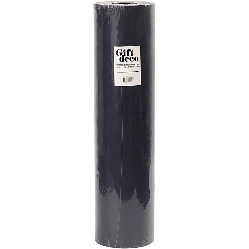 Geschenkpapier , B 50 cm, 60 g, Schwarz, 100 m/ 1 Rolle [HOB-19941]