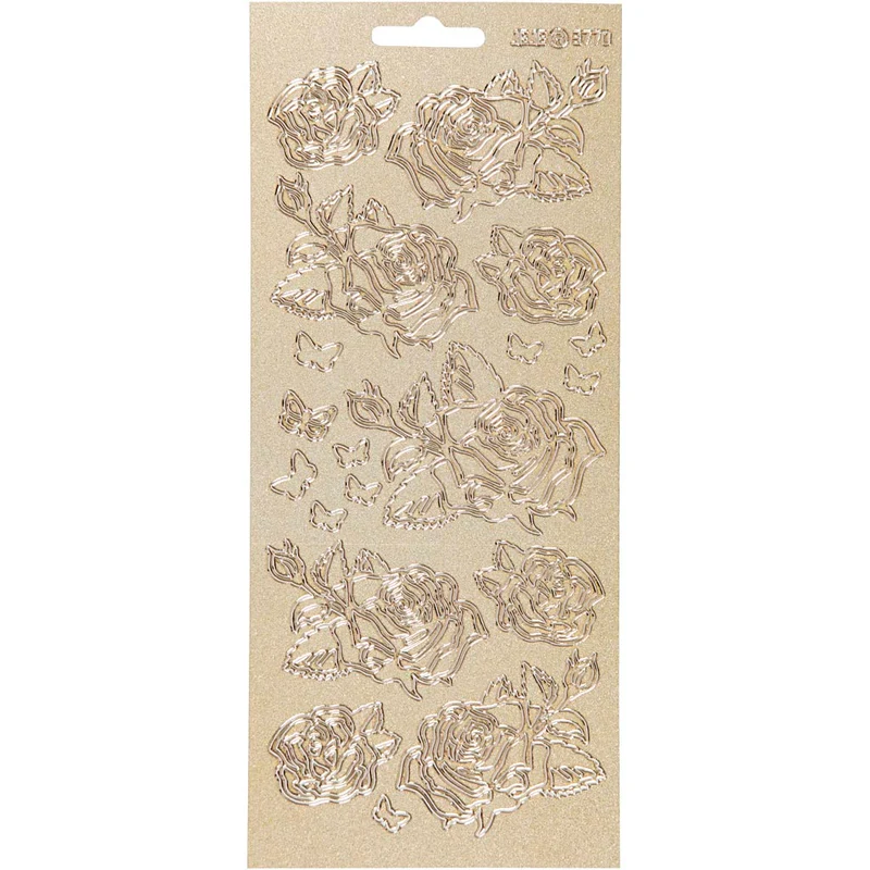 Sticker, Rosen, Blatt 10x23 cm, Gold, 1 Bl. [HOB-170161]