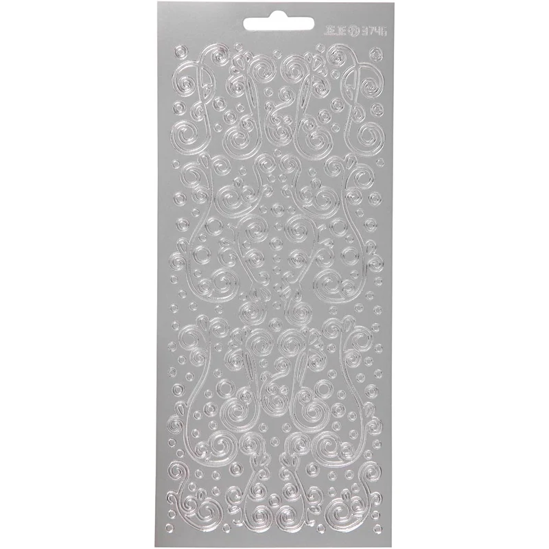 Sticker, Spiralen, Blatt 10x23 cm, Silber, 1 Bl. [HOB-170160]