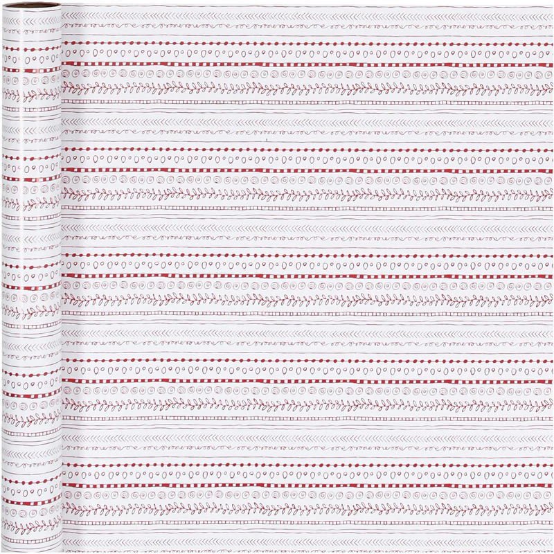 Geschenkpapier, Kritzeleien, B 70 cm, 80 g, Rot, Weiß, 4 m/ 1 Rolle [HOB-190440]