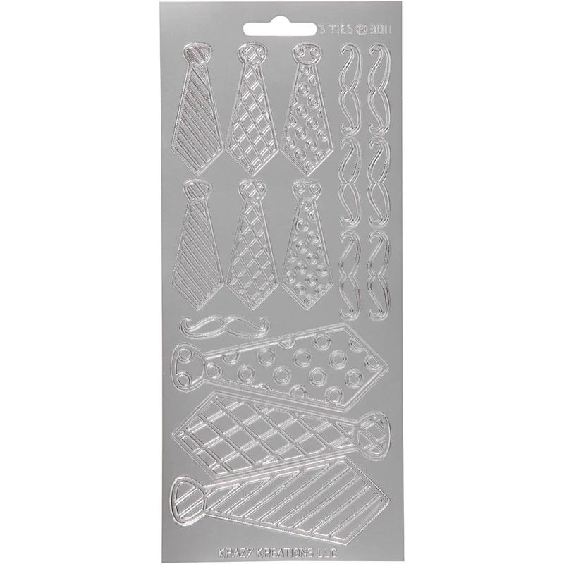 Sticker, Krawatten, Blatt 10x23 cm, Silber, 1 Bl. [HOB-170148]