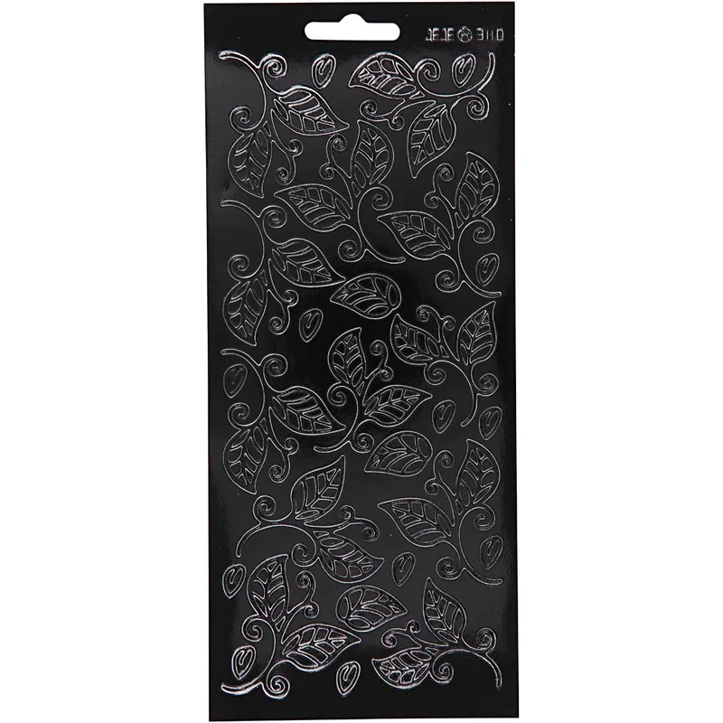 Sticker, Blätter, Blatt 10x23 cm, Schwarz, 1 Bl. [HOB-170127]