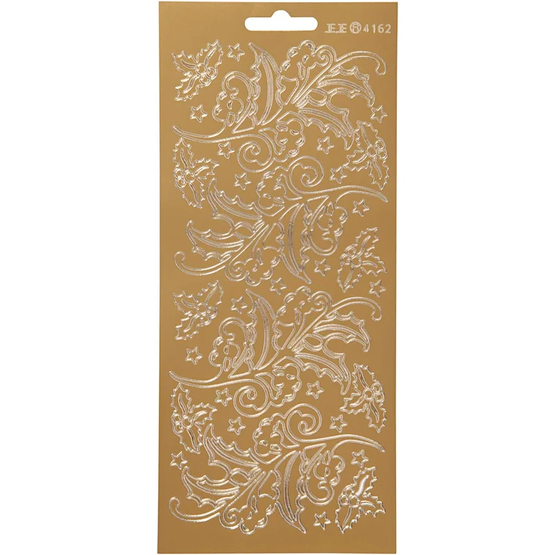 Sticker, Stechpalme/Ilex, Blatt 10x23 cm, Gold, 1 Bl. [HOB-170252]