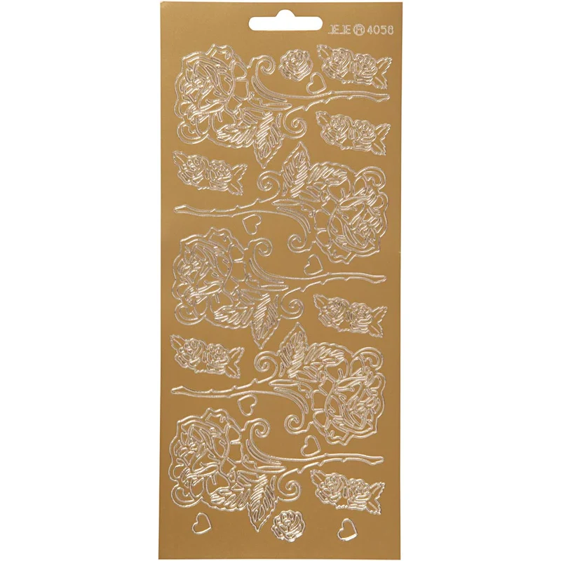 Sticker, Rosen, Blatt 10x23 cm, Gold, 1 Bl. [HOB-170250]