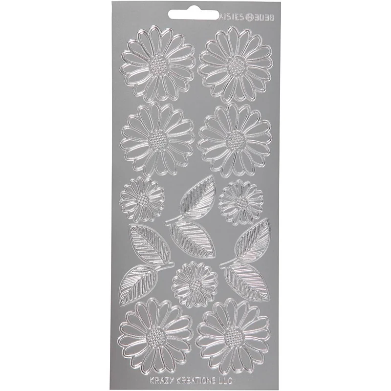 Sticker, Gänseblümchen, Blatt 10x23 cm, Silber, 1 Bl. [HOB-170247]