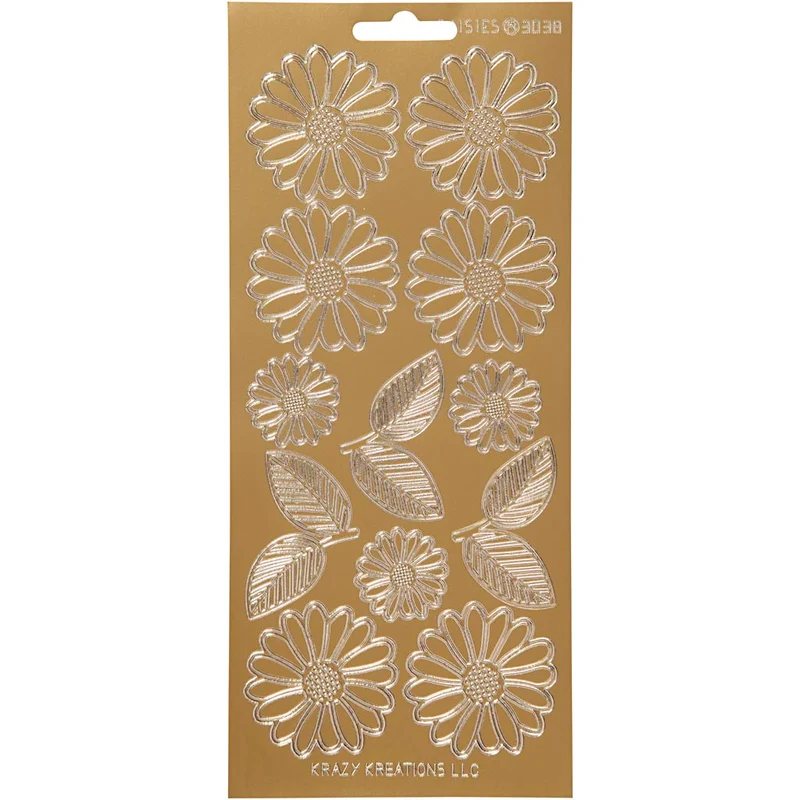 Sticker, Gänseblümchen, Blatt 10x23 cm, Gold, 1 Bl. [HOB-170246]