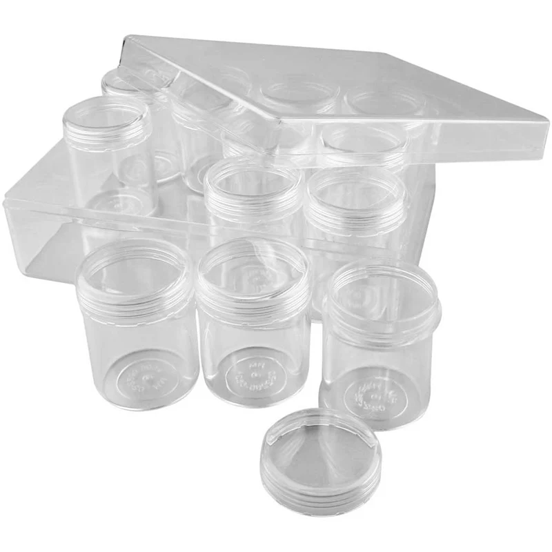 Acryldosen, H 47 mm, D 37 mm, 35 ml, 12 Stk/ 1 Set [HOB-13189]