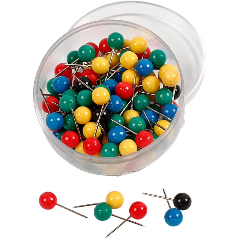 Steck-/Markierungsnadeln, L 17 mm, D 6 mm, Sortierte Farben, 100 sort./ 1 Pck [HOB-14250]