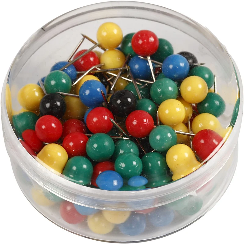 Steck-/Markierungsnadeln, L 17 mm, D 6 mm, Sortierte Farben, 100 sort./ 1 Pck [HOB-14250]