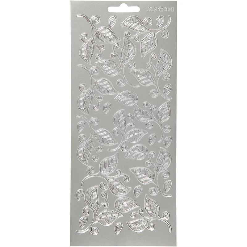 Sticker, Blätter, Blatt 10x23 cm, Silber, 1 Bl. [HOB-170125]