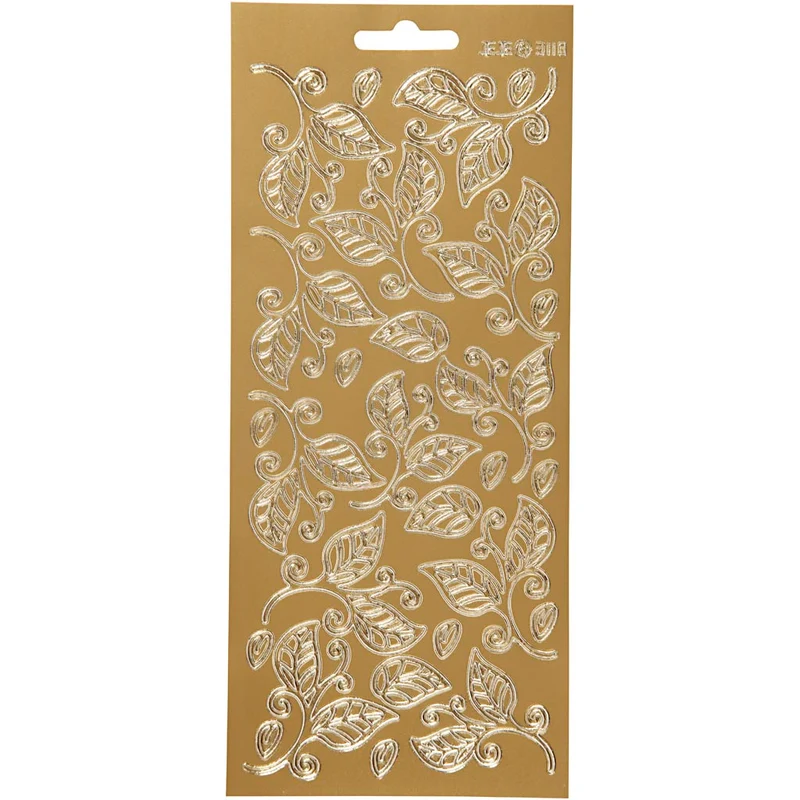 Sticker, Blätter, Blatt 10x23 cm, Gold, 1 Bl. [HOB-170124]
