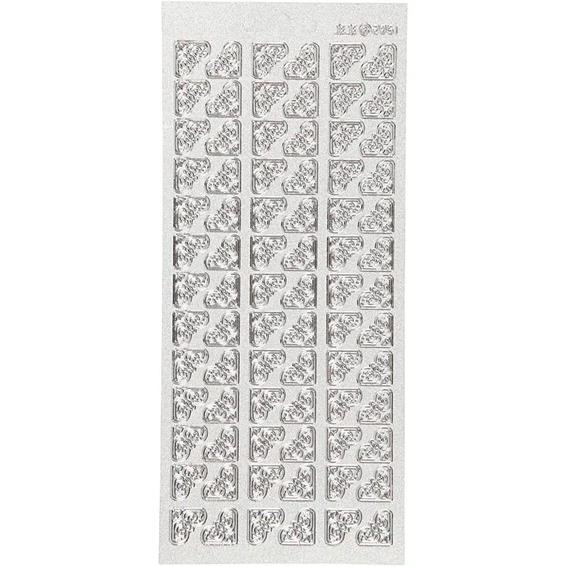 Sticker, Ecken, Blatt 10x23 cm, Silber, 1 Bl. [HOB-170120]
