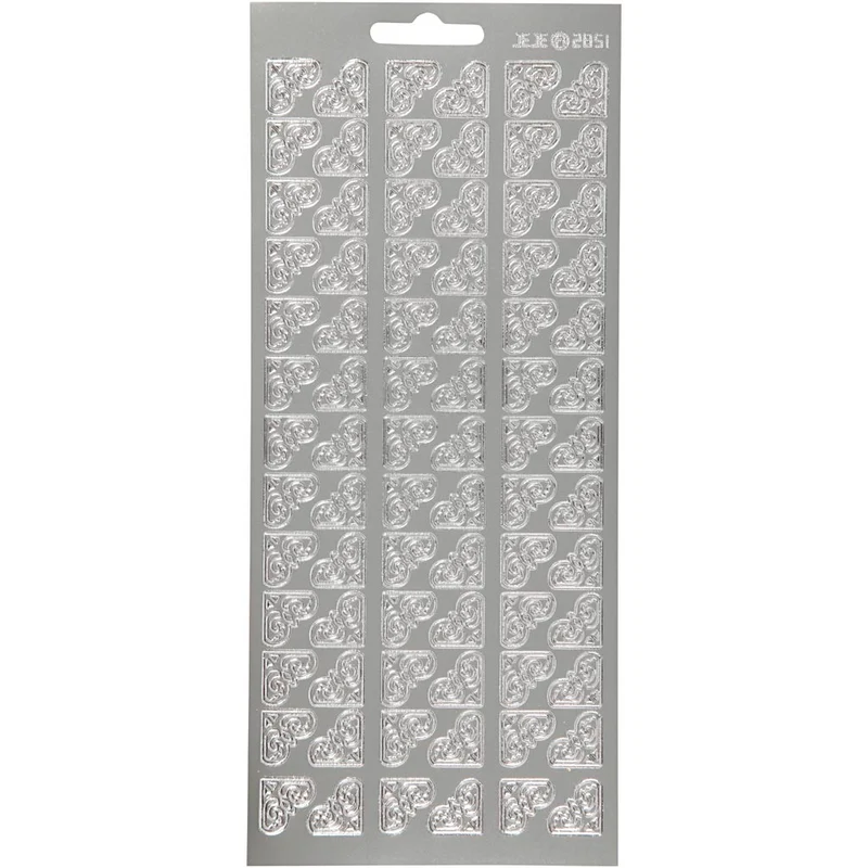 Sticker, Ecken, Blatt 10x23 cm, Silber, 1 Bl. [HOB-170118]
