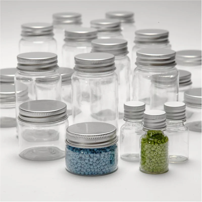 Kunststoffglas mit Schraubverschluss, H 35-77 mm, D 24-45 mm, 13+35+50+100 ml, 80 Stk/ 1 Pck [HOB-13175]