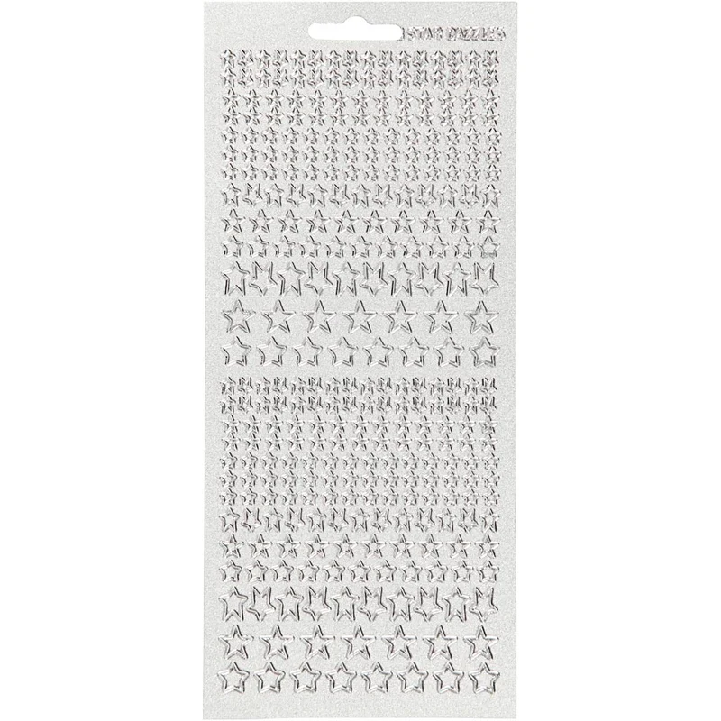 Sticker, Sterne, Blatt 10x23 cm, Silber, 1 Bl. [HOB-170113]