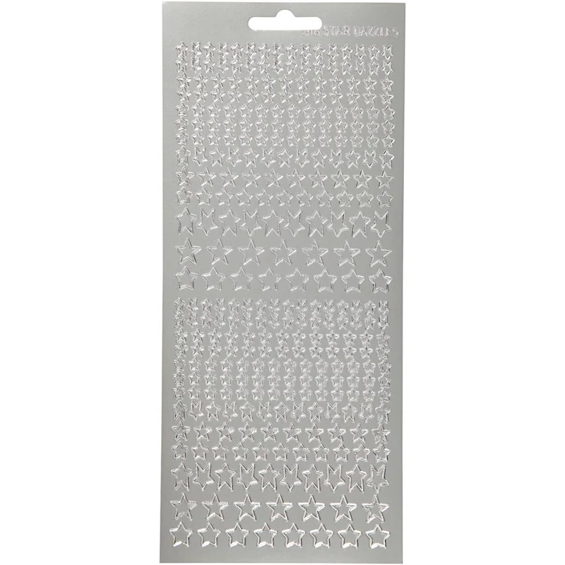 Sticker, Sterne, Blatt 10x23 cm, Silber, 1 Bl. [HOB-170112]