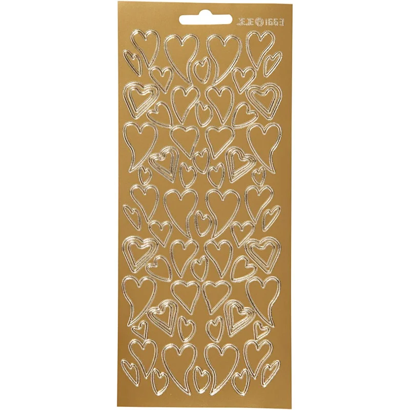 Sticker, Herzen, Blatt 10x23 cm, Gold, 1 Bl. [HOB-170104]