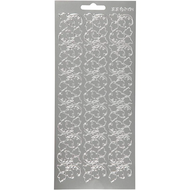 Sticker, Blätter, Blatt 10x23 cm, Silber, 1 Bl. [HOB-170102]