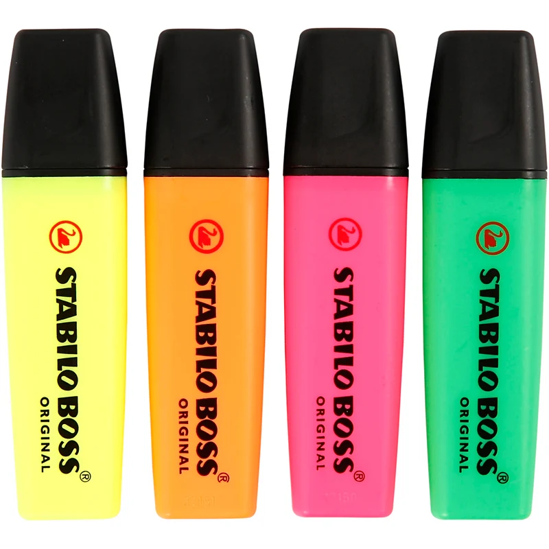 Textmarker, Neongrün, Neonorange, Neonpink, Neongelb, 4 Stk/ 1 Pck [HOB-14162]
