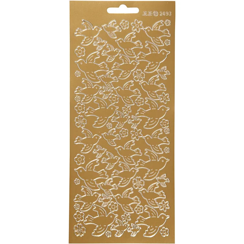 Sticker, Tauben, Blatt 10x23 cm, Gold, 1 Bl. [HOB-170099]