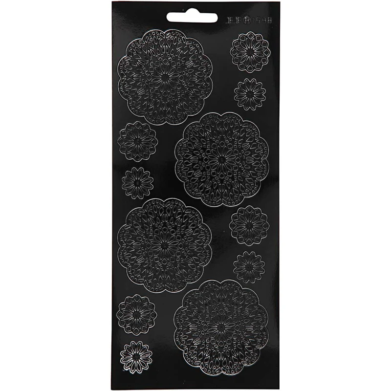 Sticker, Blumen, Blatt 10x23 cm, Schwarz, 1 Bl. [HOB-170097]