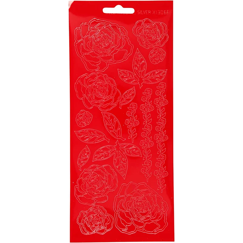 Sticker, Rosen, Blatt 10x23 cm, Rot, 1 Bl. [HOB-170080]