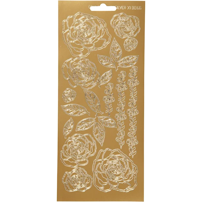 Sticker, Rosen, Blatt 10x23 cm, Gold, 1 Bl. [HOB-170079]