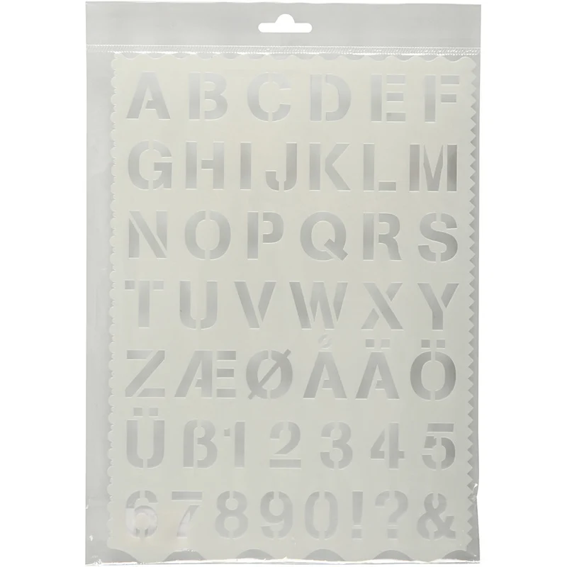 Buchstaben-/Zahlen-Schablone, Buchstaben und Zahlen, H 25 mm, Blatt 21x29 cm, 1 Stk [HOB-11708]