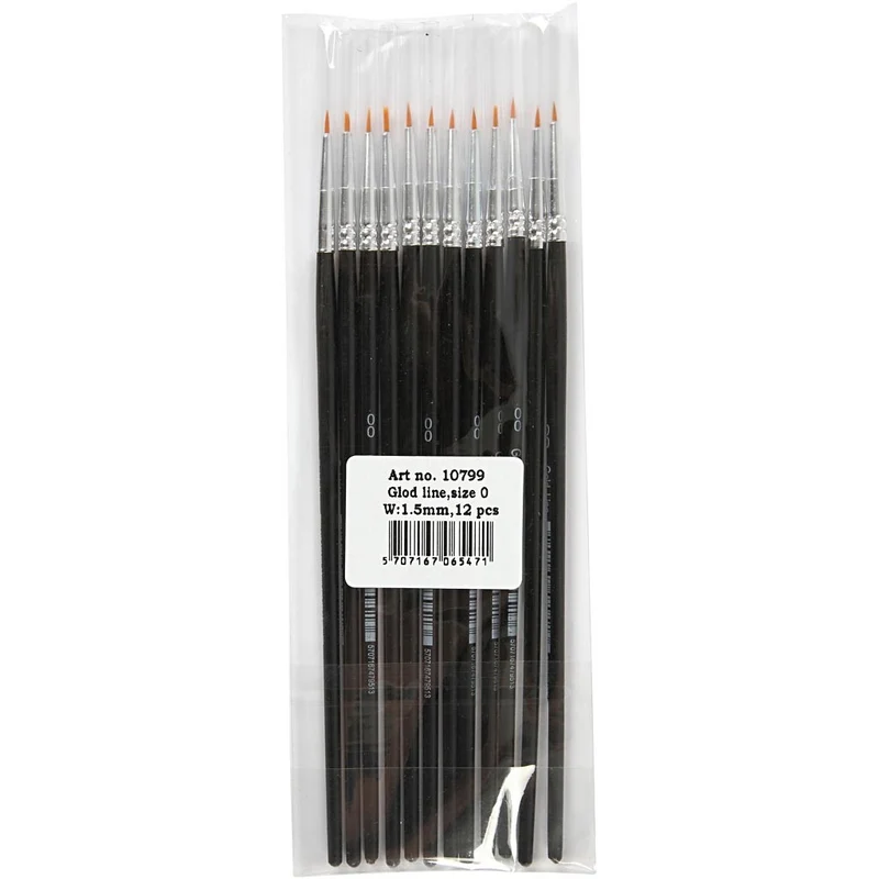 Gold Line Pinsel, Nr. 1, L 17 cm, B 1,5 mm, rund, 12 Stk/ 1 Pck [HOB-10799]