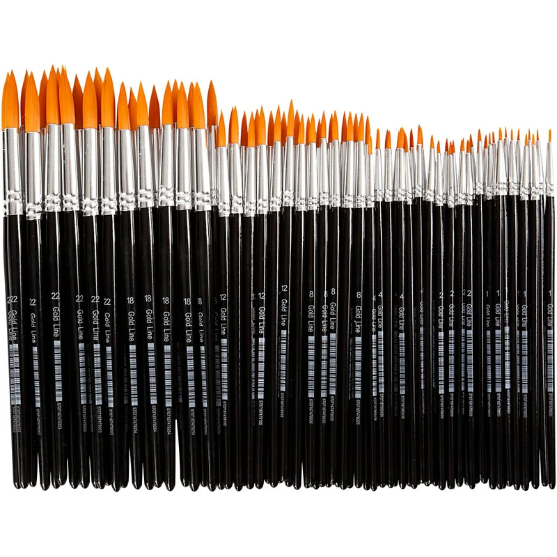 Gold Line Pinsel, Nr. 0+1+2+4+8+12+18+22, L 17-21,5 cm, B 1-7 mm, rund, 36 Stk/ 1 Pck [HOB-10749]