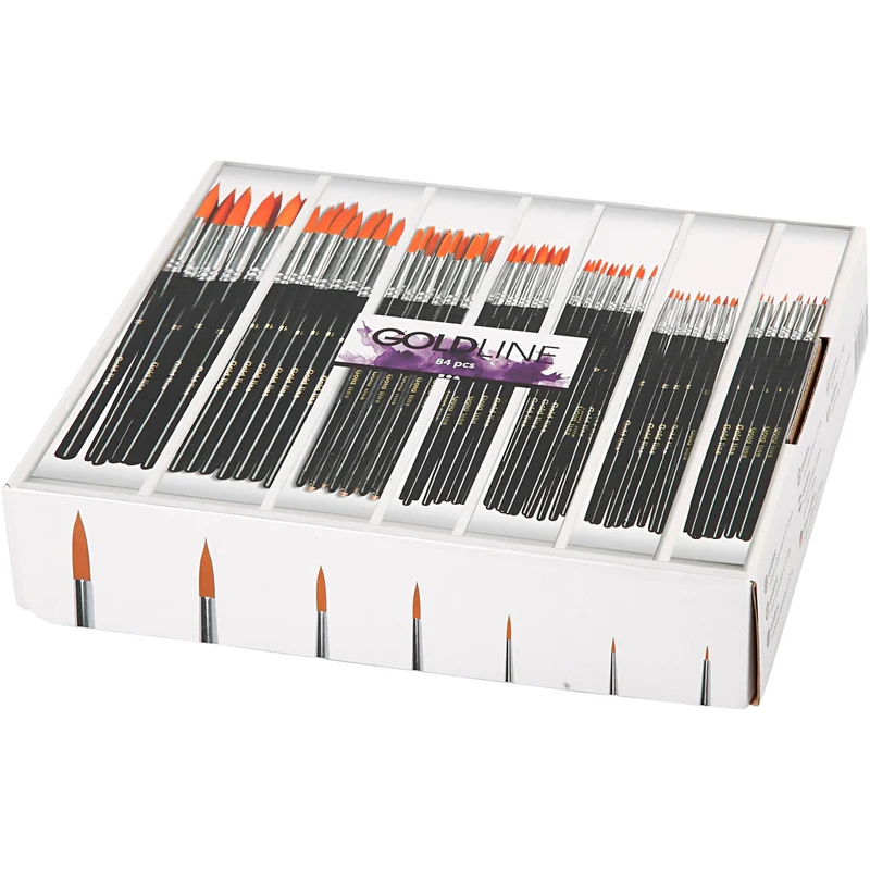 Gold Line Pinsel, Nr. 1+2+4+8+12+18+22, L 17-21 cm, B 1-7 mm, rund, 7x12 Stk/ 1 Pck [HOB-10748]