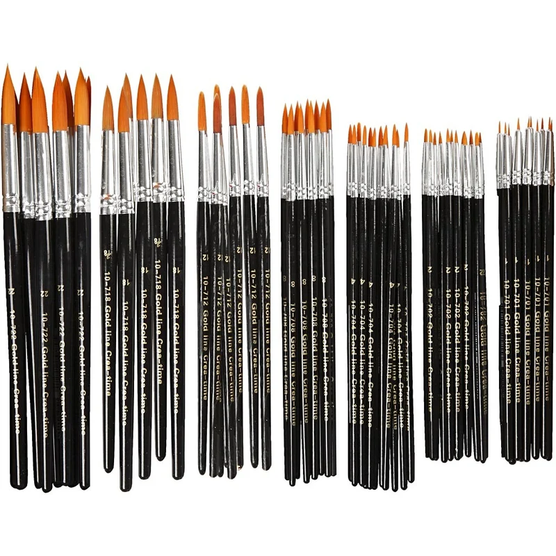 Gold Line Pinsel, Nr. 1+2+4+8+12+18+22, L 17-21 cm, B 1-7 mm, rund, 7x12 Stk/ 1 Pck [HOB-10748]